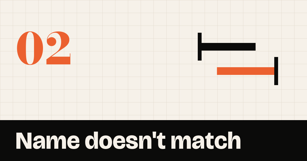 Drawing of two name lines that do not line up