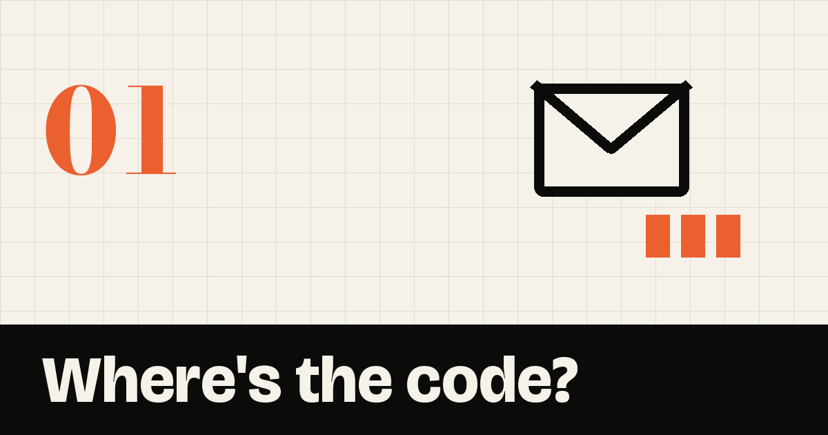 Drawing of an envelope with a six-digit code box beside it